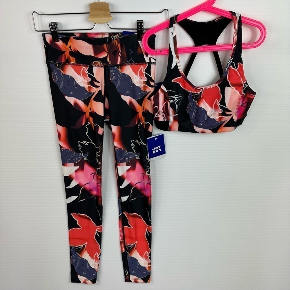 Joy Lab Floral Print Sports Bra & 7/8 Leggings Sz XS NWT